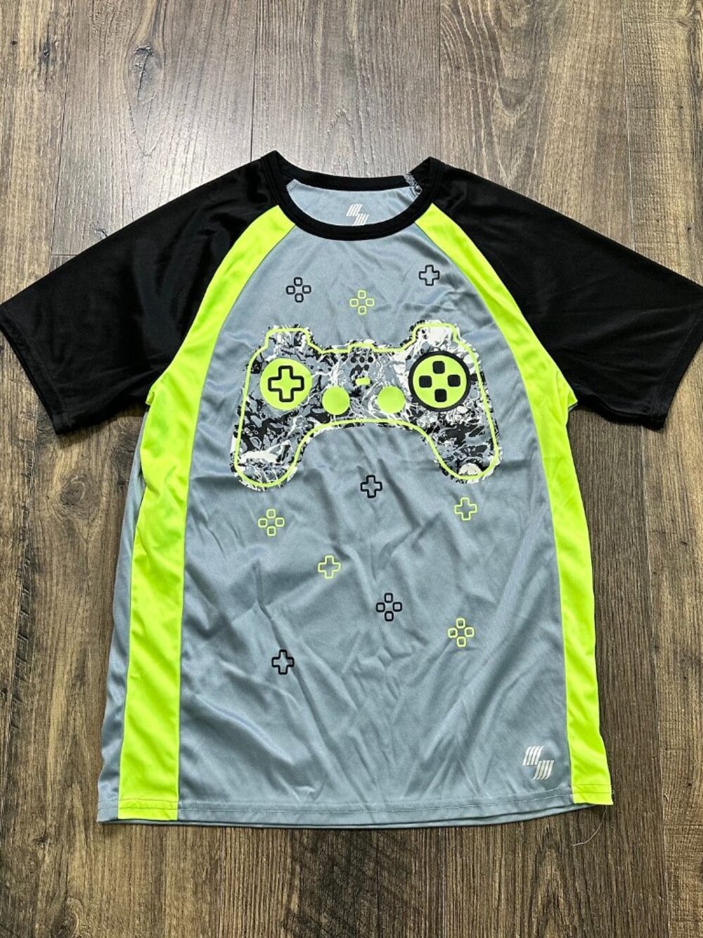 GUC Children's Place Sport Boy's Graphic Short Sleeve Shirt Gaming Black Gray XL